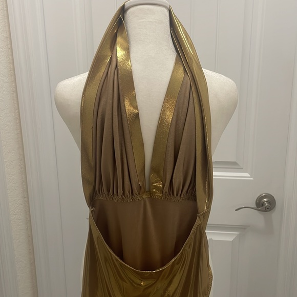 Gold Norma Kamali one piece bathing suit. - Picture 2 of 5